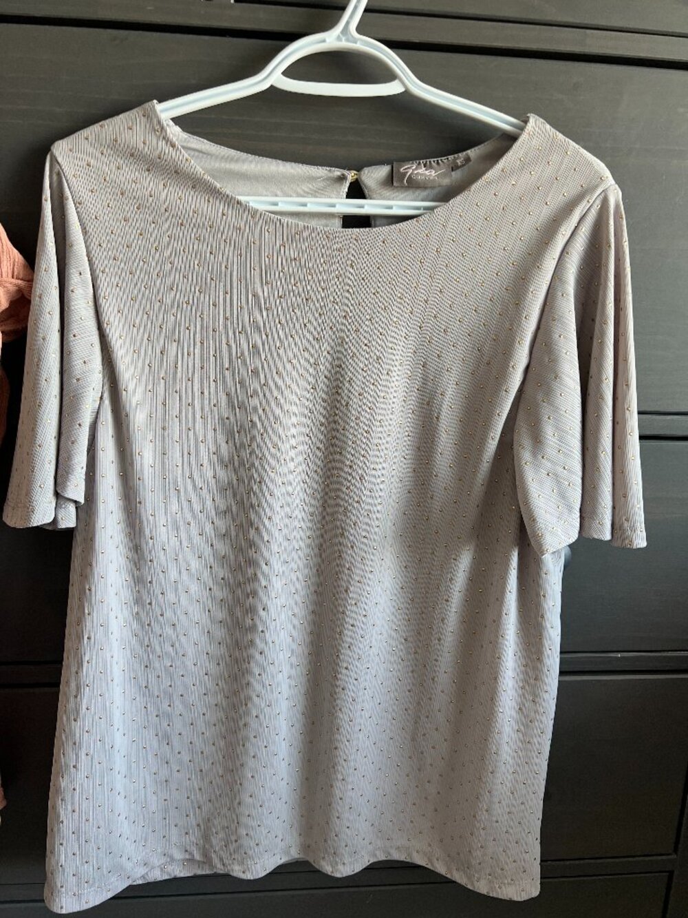 Gia Curves Breezy gold polka blouse